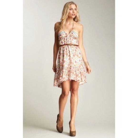 Cynthia Vincent Dresses & Skirts - Twelfth Street‎ by Cynthia Vincent Boho Halter Silk Floral Dress Size 2